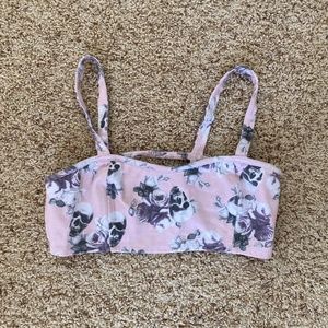 Lovesick pink floral skull bralette